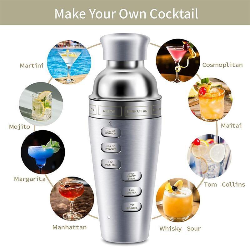 Stainless Steel Martini Shakers Drink Shakers for Home Bar Essential Bar Gadgets