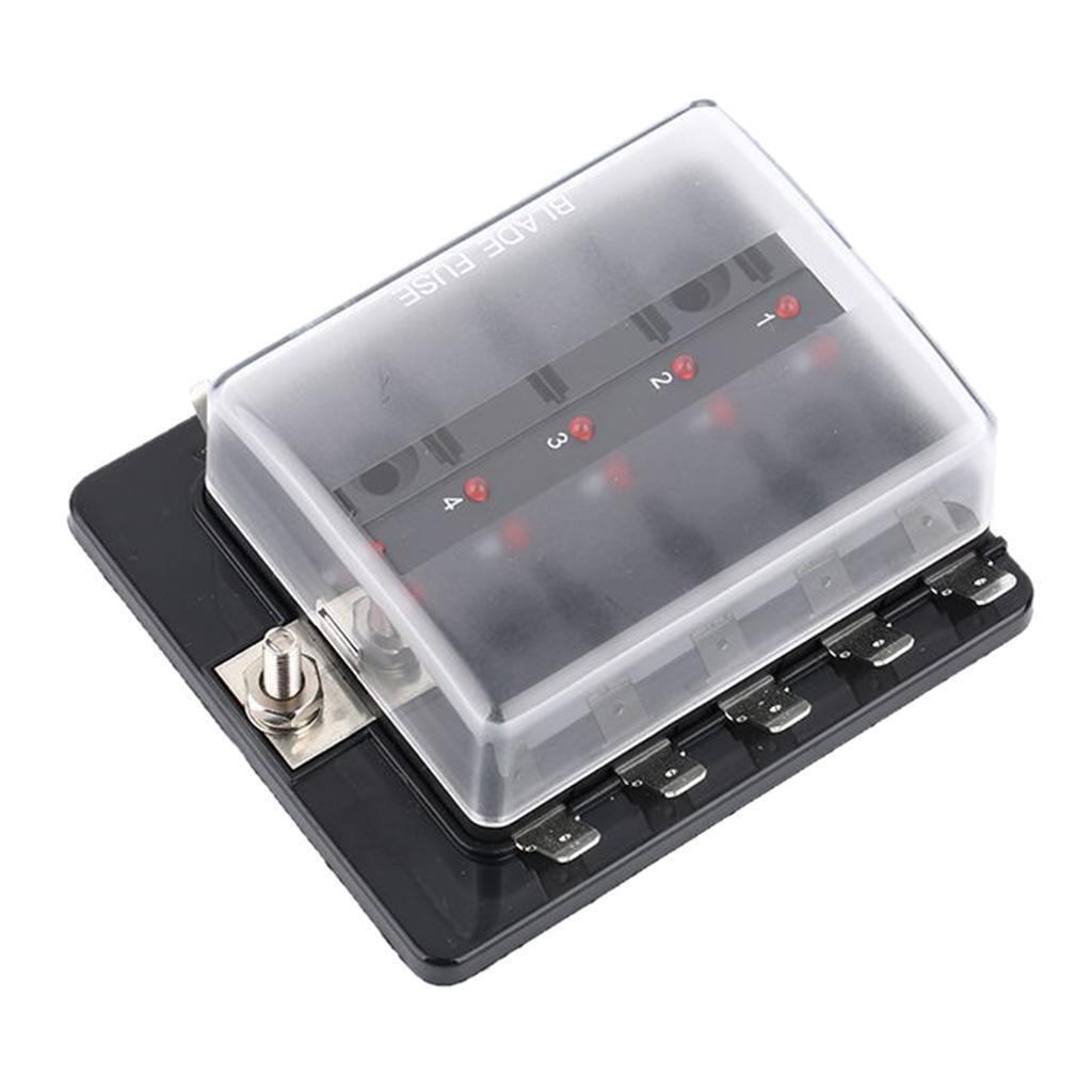 Fuse Box Blade Fuse Block Holder LED Indicator Waterpoof Cover for Automotive