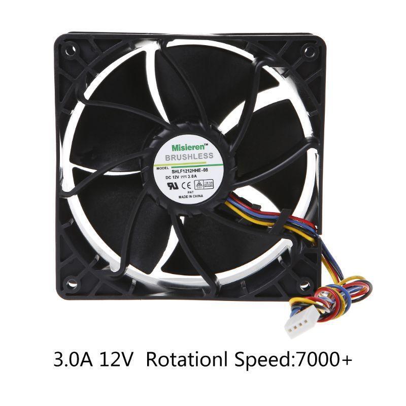 Miner Cooling Fan 12038 12V 3A Dual Ball Bearing Brushless 4-Wire PWM Air Cooler