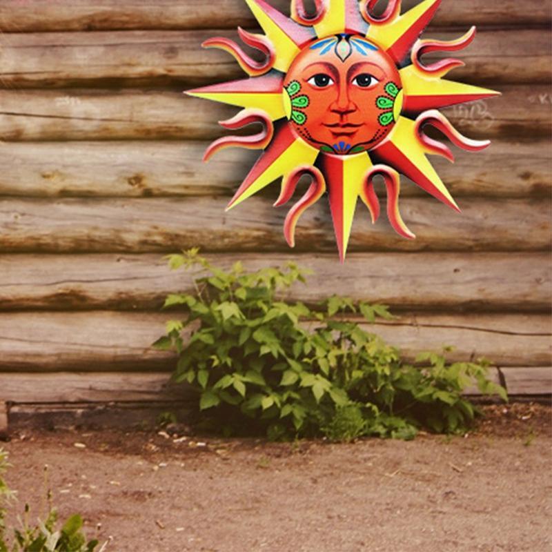 Metal Iron Sun Face Wall Decor Hanging for Indoor Outdoor Home Garden Ornaments
