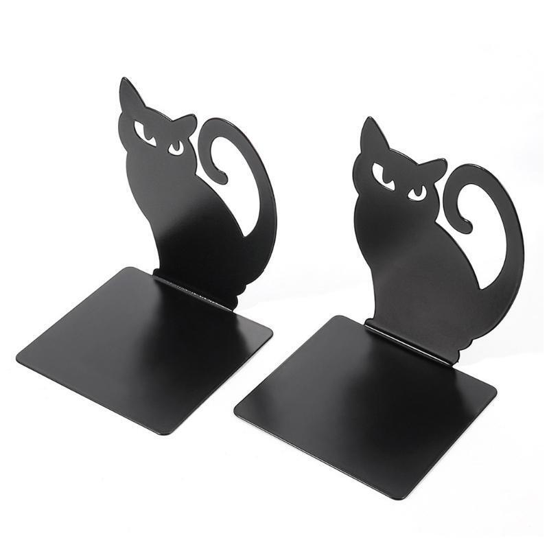 Stylish Hollow-out Cute Cat Metal Bookends for Office Desk Bookends for Bookcase