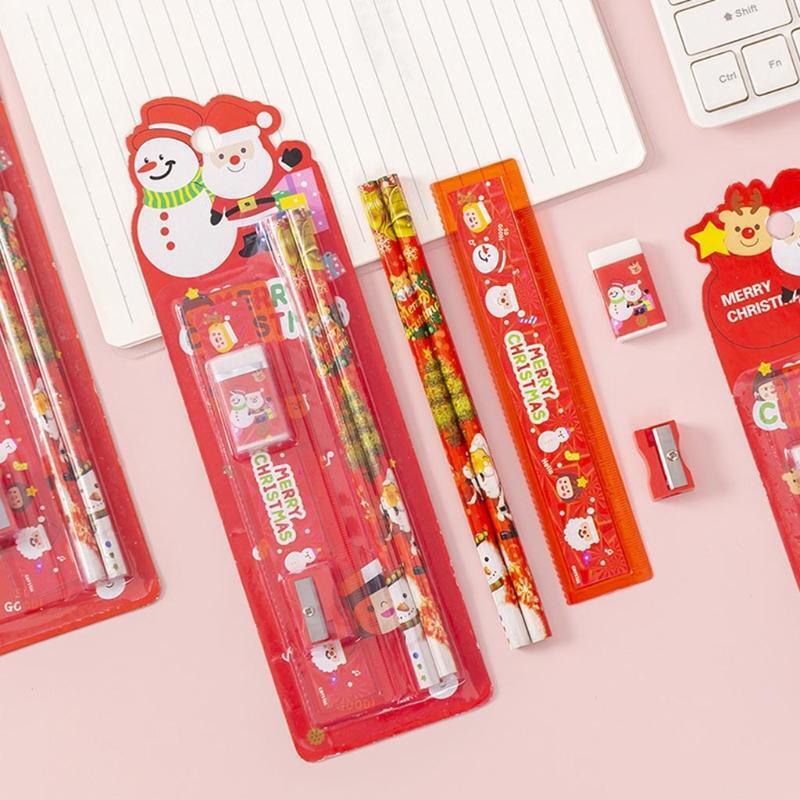 2Pcs/Pack Wooden Pencils Preschooler Writing Set with Pencil Sharpener Eraser