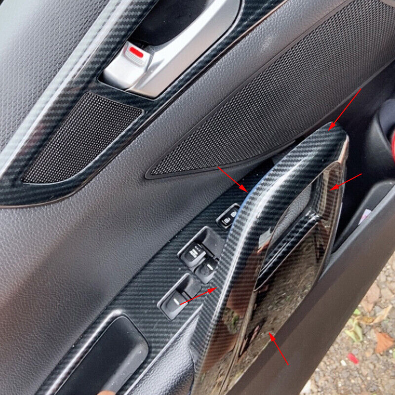 2x Carbon Fiber Grain Door Armrest Panel Trim Cover Fit For Hyundai Veloster