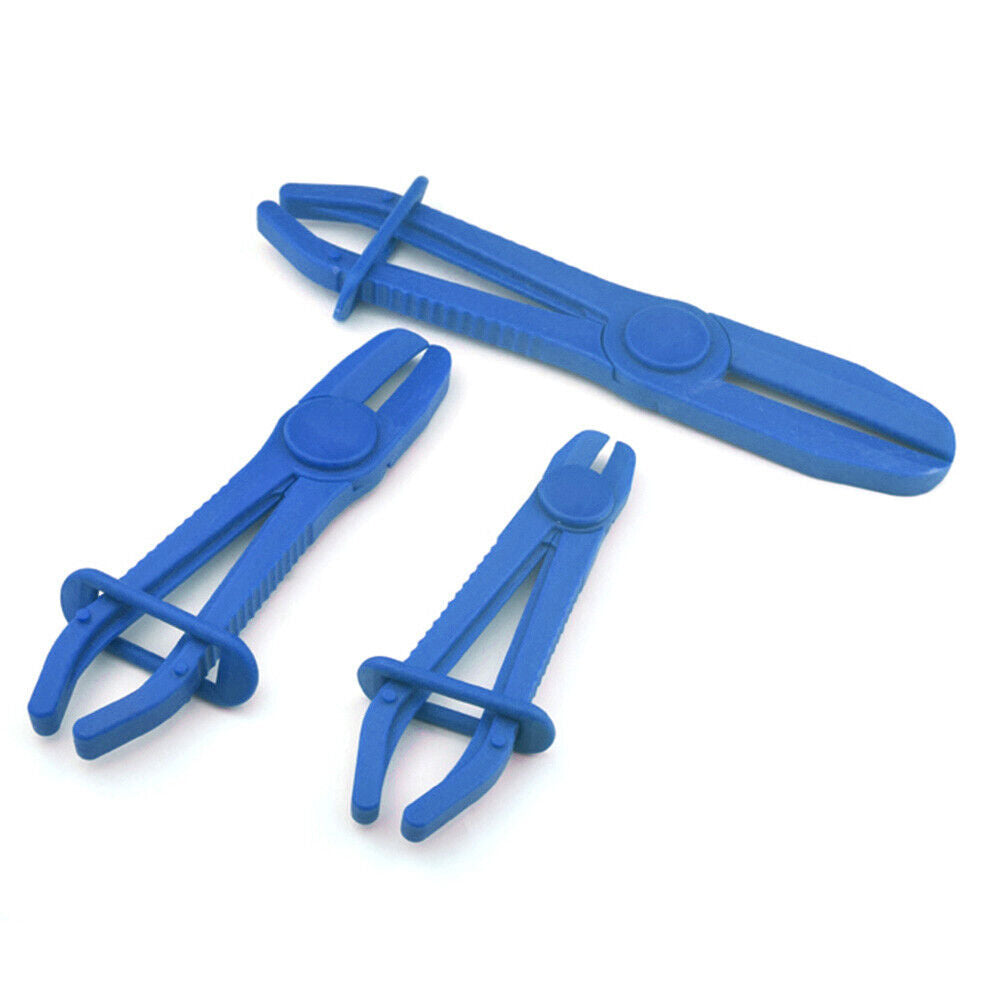 3pcs Fuel Water Line Hose Clamps Pinch Off Pliers Free Hands Tools (Blue)