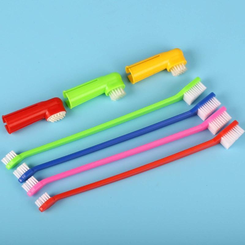 Dogs Toothbrush Set Dental Cleaning Brushes for Cleaning Pet Mouth Angled Brush
