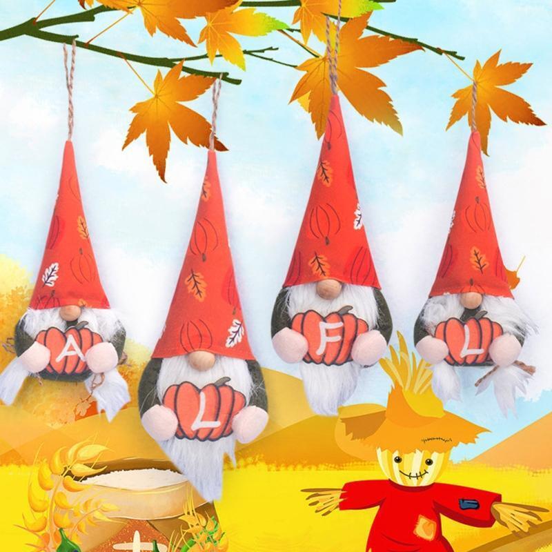 4x/Set Plush Gnome w/ Pumpkin Hanging Ornaments Gnome Harvest Gnome Decoration