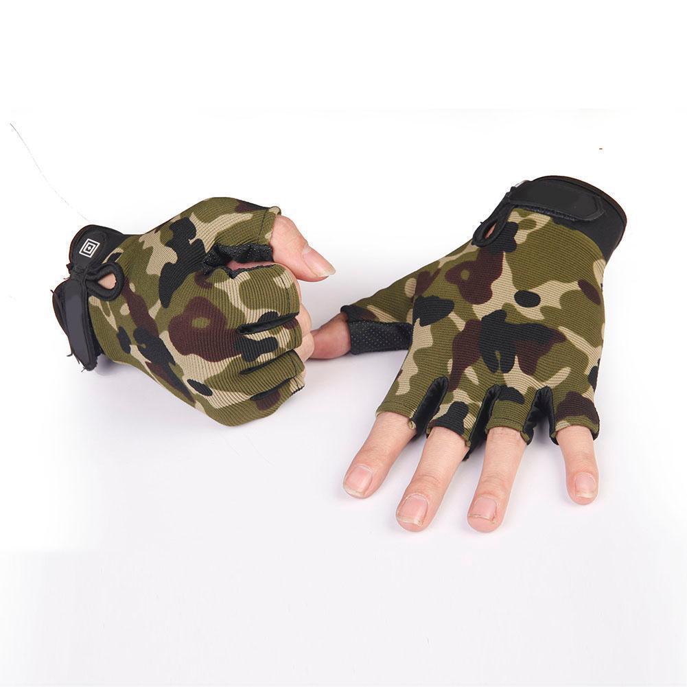 Men Anti Slip Tactics Fitness Sport Half Finger Gloves (Camouflage)