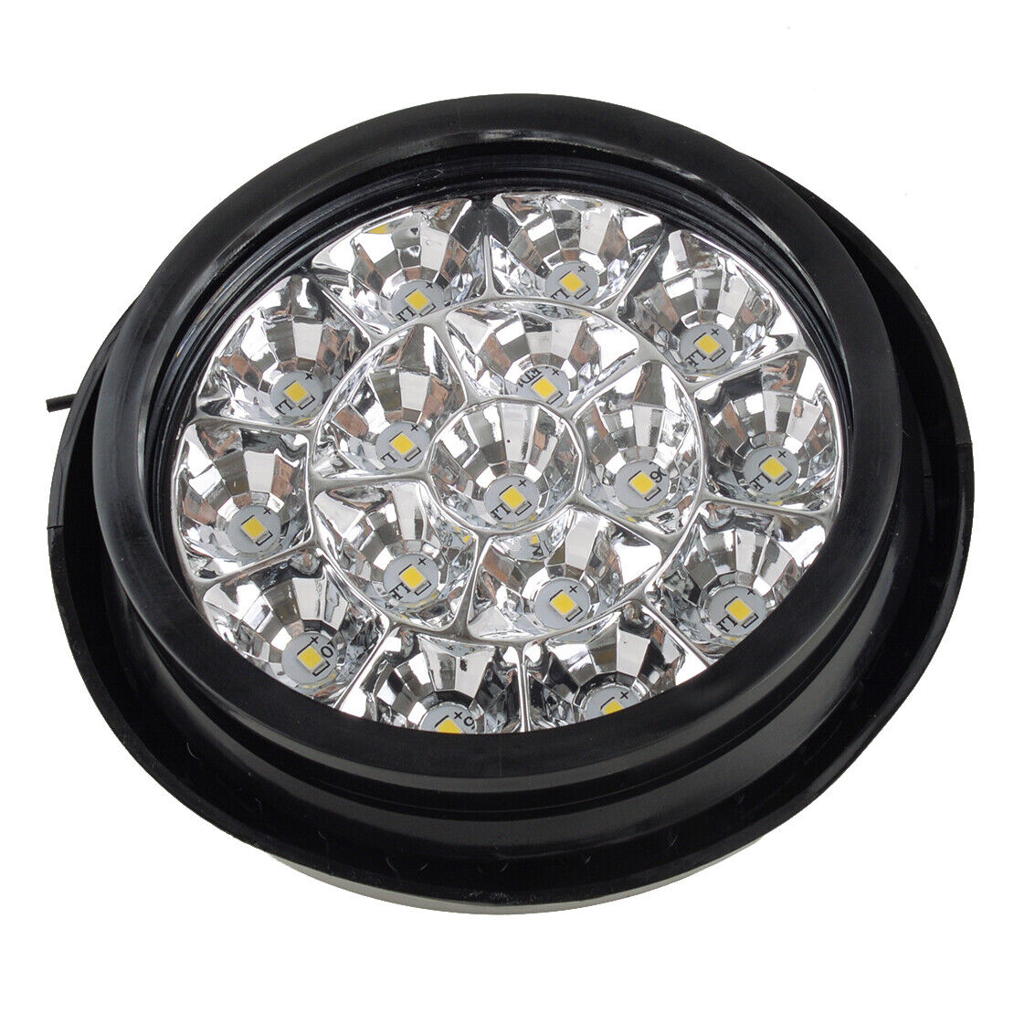 1x White 16 LED Truck Trailer Stop Turn Tail Brake 4" Round Light w/ Grommet New