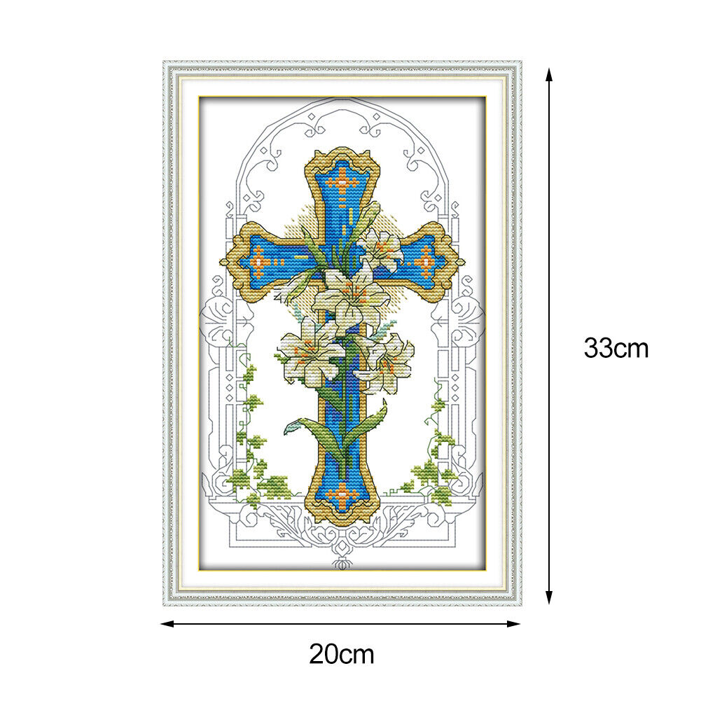 Lily 14CT Stamped Cross Stitch DIY Embroidery Set Canvas Needlework (J372)