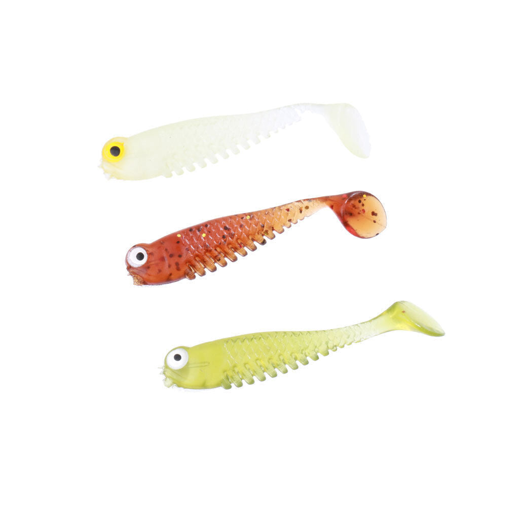 Pack of 3 Soft Crankbait Minnow Poper Bass Baits Luminous Fishing Lure