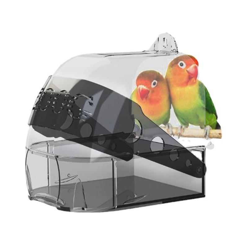 Bird Cage Hanging Bird Bath Parrot Bath Box with Clear View for Pet Brids Canary