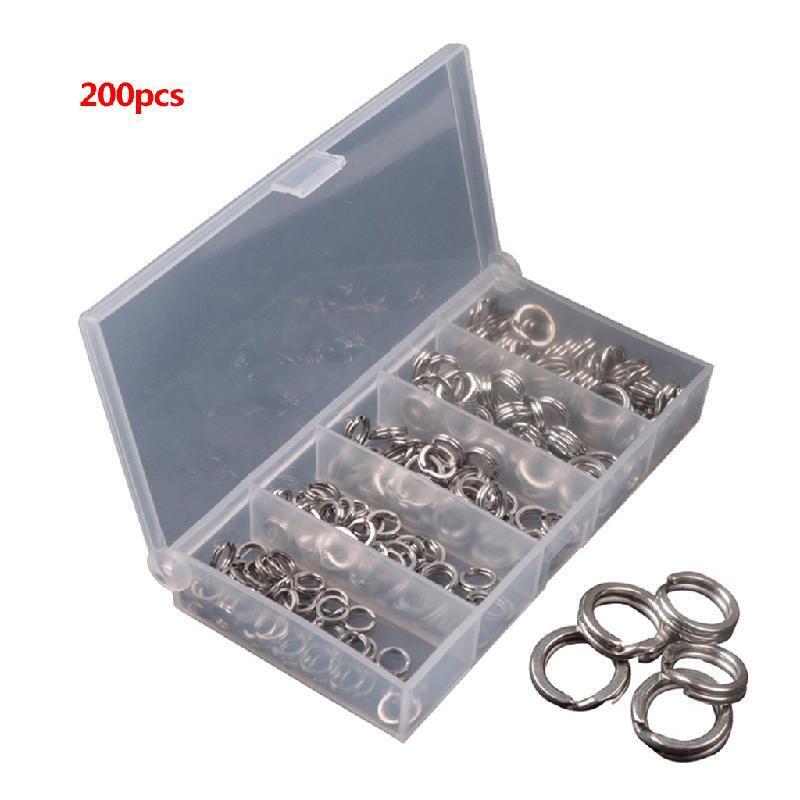 200 Pcs/box Stainless Steel Split O-Ring Heavy Fish Box Double Ring Connector