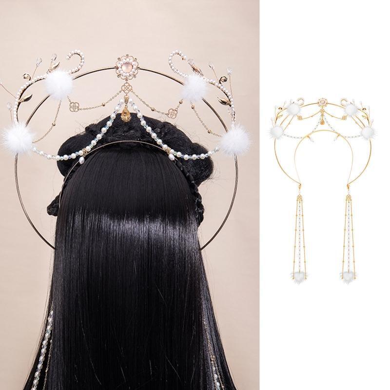 Tassel Crown Shape Hair Hoop Cute Wash Face Hair Holder Festival Party Headwear