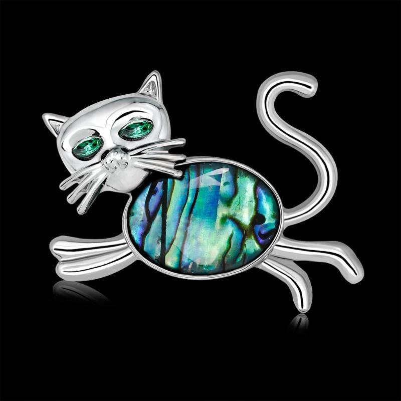 Cute Cat Shell Cartoon Brooch Collar Pin Corsage Animal Badges Dress Accessories