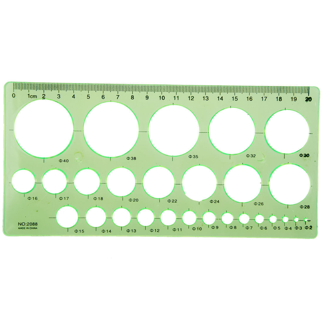 Green Plastic Students Rectangle Shape Drawing Circle Template Ruler SH