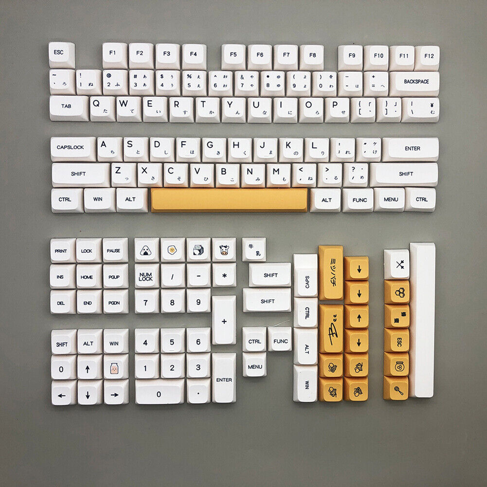 PBT Keycap for MX Switch Mechanical Keyboard Accessory (Bee Milk Japanese)