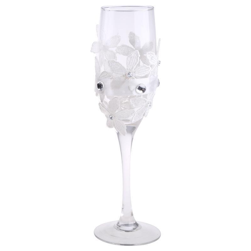 2pcs Set Wedding Glass Creative Black White Dress Crystal Wedding Champagne Glas