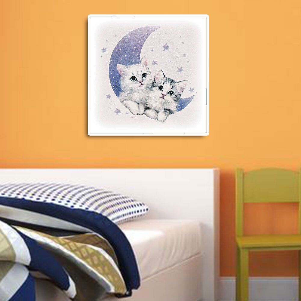 DIY Diamond Painting Embroidery Cute Cats Moon Full Drill Cross Stitch Kits