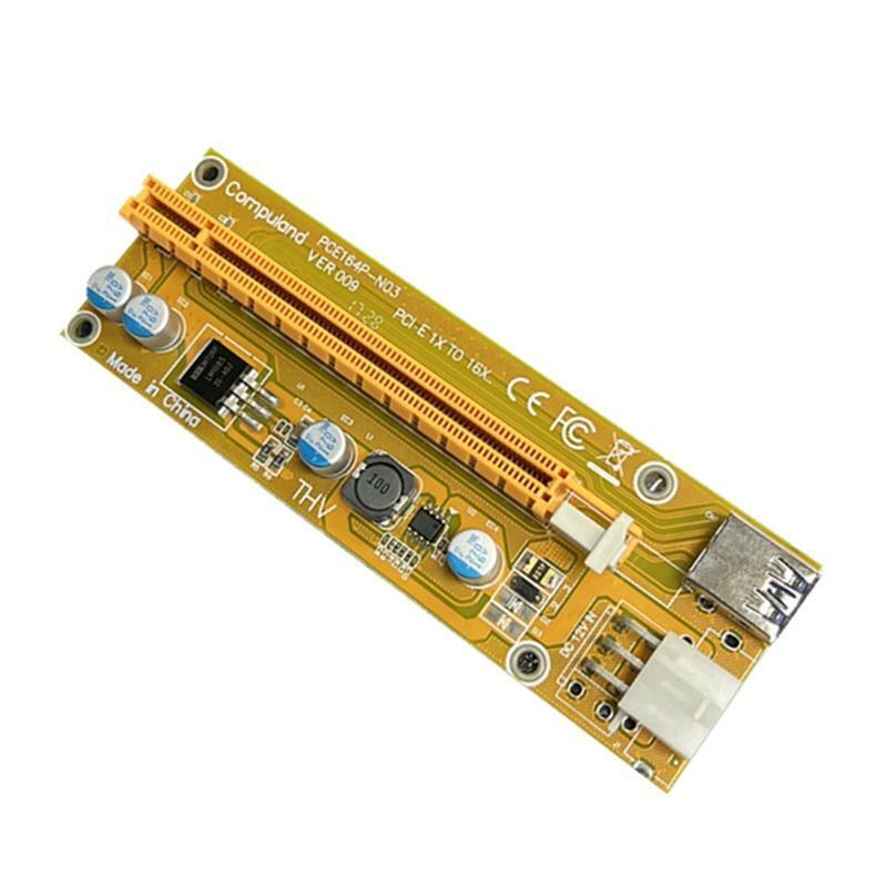 PCI-E Riser Card 009S Yellowboard PCIE Expansion PCI-E 1X to16X 6Pin Sata Power