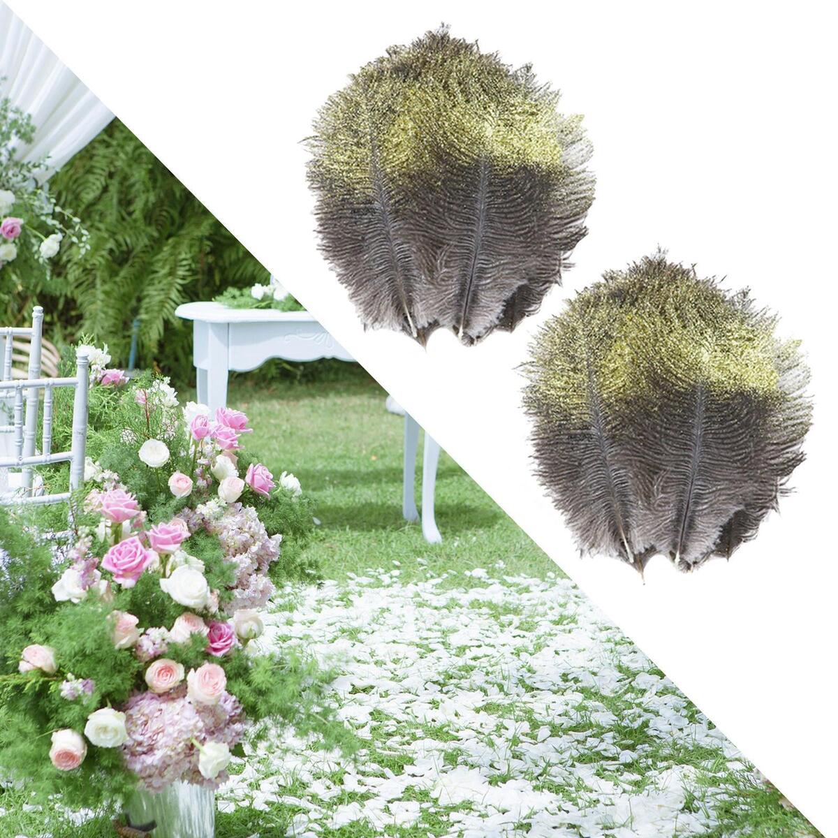 24  Feathers 15 20 Cm for Centerpieces Black And White