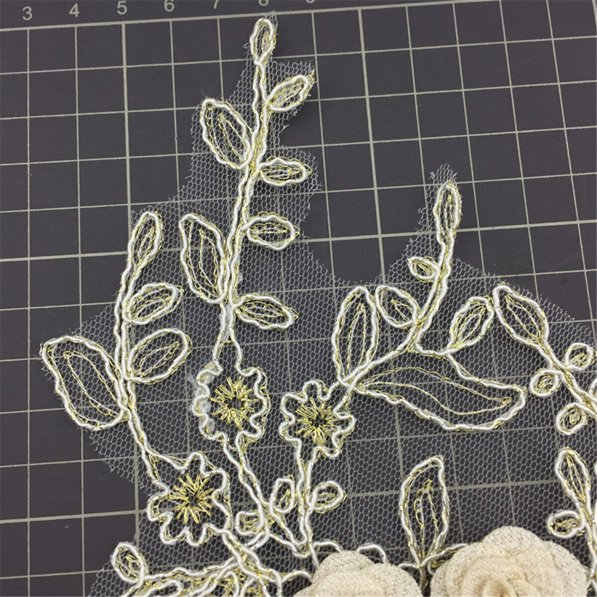 Lace Embroidered Flower Neckline Collar Trim Patch Wedding DIY Sewing Applique