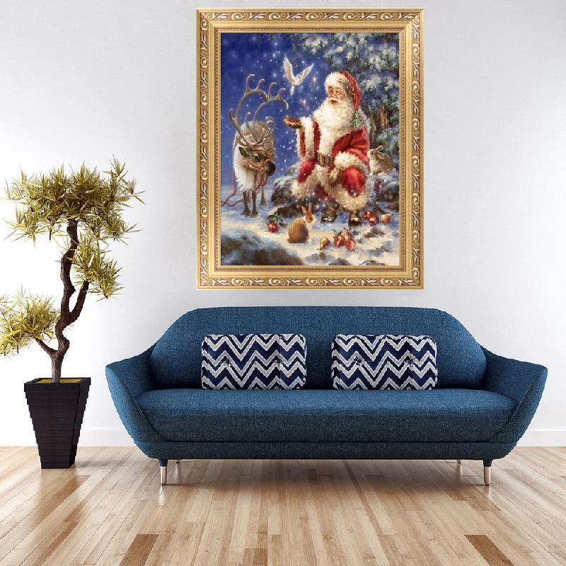 DIY 5D Diamond Painting Snow Christmas Santa Claus Cross Stitch Kit Home Decor