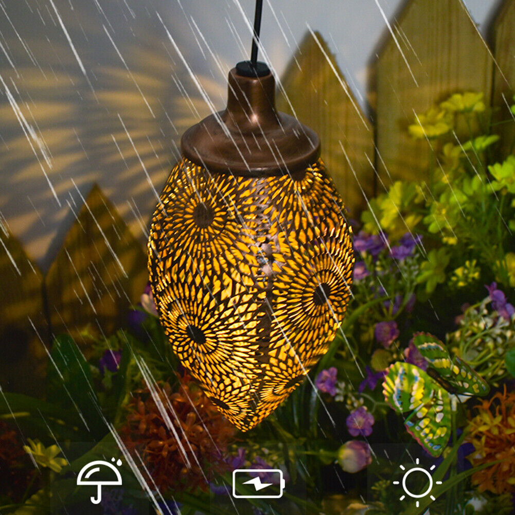 Wrought Iron Solar Light Chandelier Waterproof Garden Lawn Projection Lamps