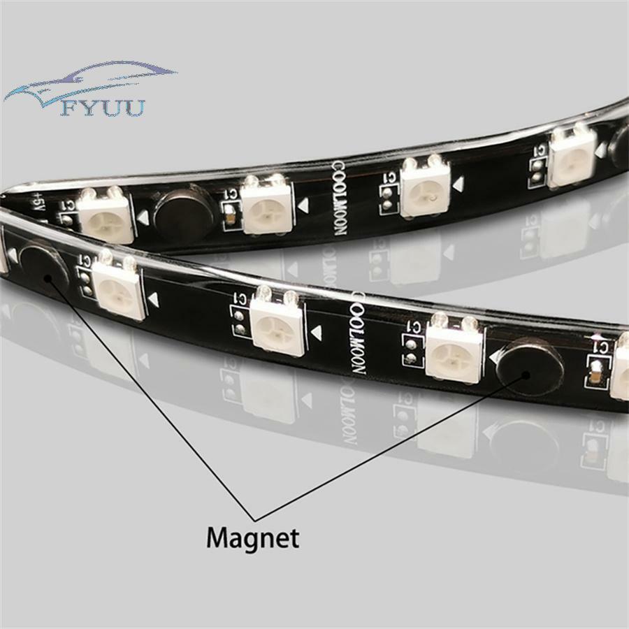 2PCS Magnetic RGB Lighting Strip & 5V 3Pin Remote Control synchronization Music