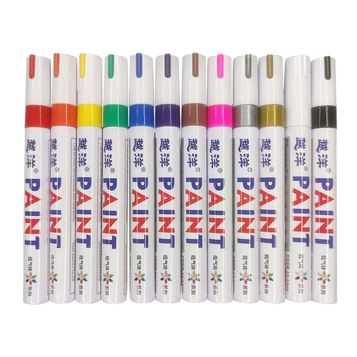 12x Permanent Paint Marker Pen   4.5mm Paint Markers Many Colours