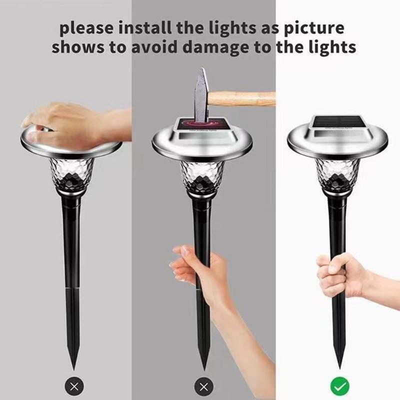 Security Waterproof Garden Yard Path Lamp 2Pcs LED Outdoor Solar Light Lamp