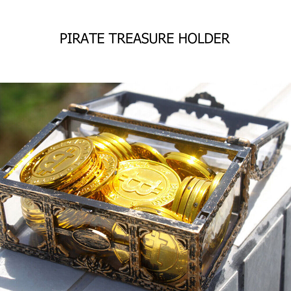 Plastic Clear Pirate Treasure Box Crystal Gem Jewelry Case Storage Chest