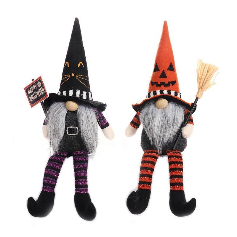 Halloween Long Legs Gnomes 1Pair Holding Broom Children Kids Present