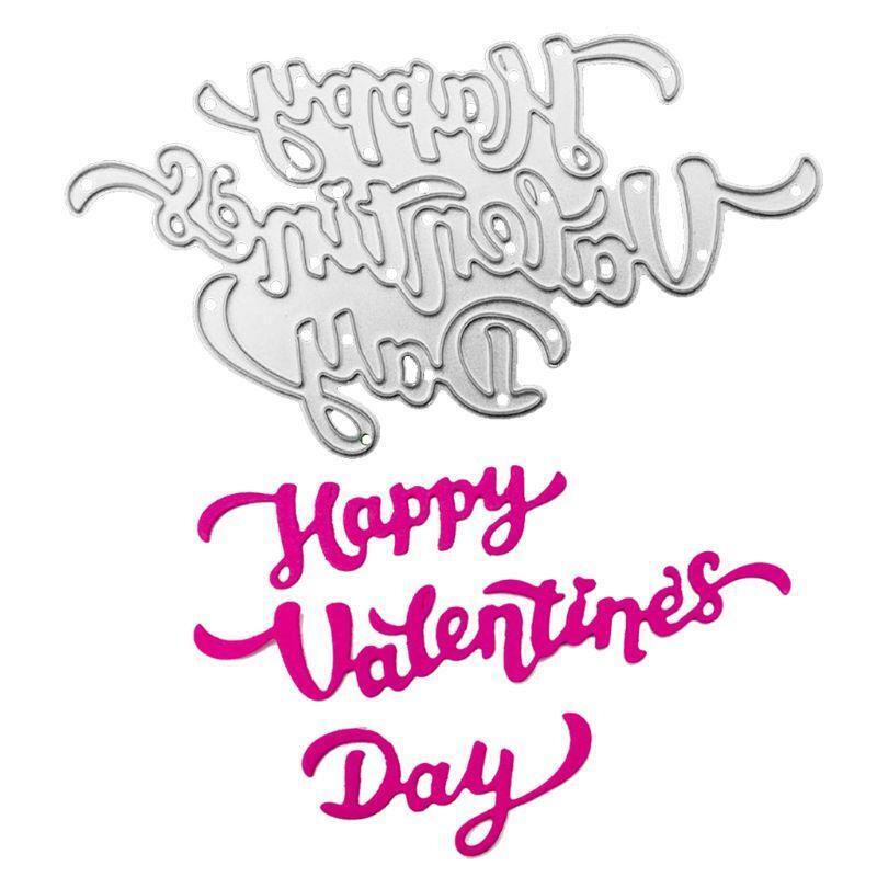 Happy Valentines Day Metal Cutting Dies Stencil Scrapbooking DIY Album Stamps
