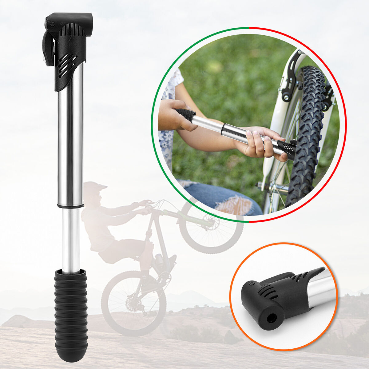 Bicycle Portable Mini Pump Portable Bicycle Electric Bike Pump Outdoor Cycl