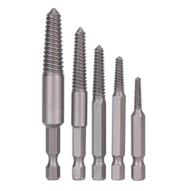 Broken Screw Remover Set Hex Shank Fine Teeth Damaged Bolts Removal Tool 5 Pcs