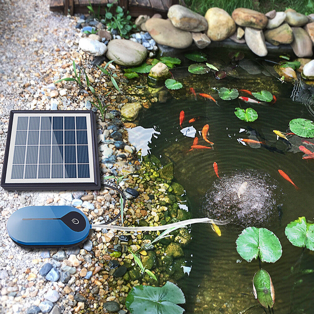 Aquarium Air Pump Pond Aerator Solar Powered Fish Tank Water Oxygen Pump