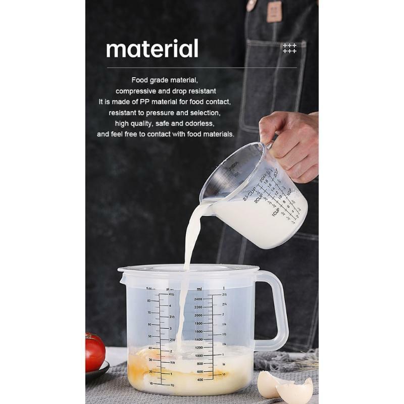 2.5L Baking Measuring Cup Scale Mixing Bowl with Lid Transparent Home Mixing Cup