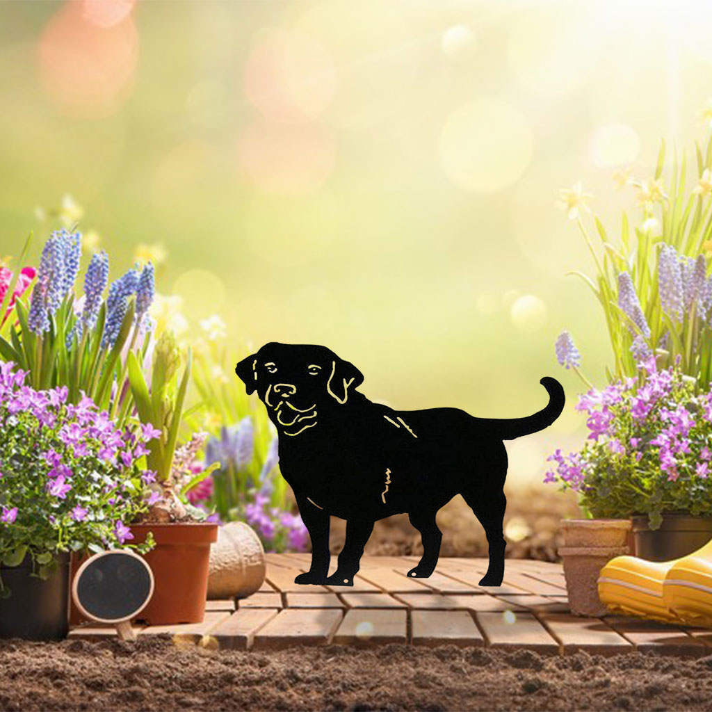 Art Silhouette Dog Shaped Rustproof Accessories Garden Stakes for Patio Yard
