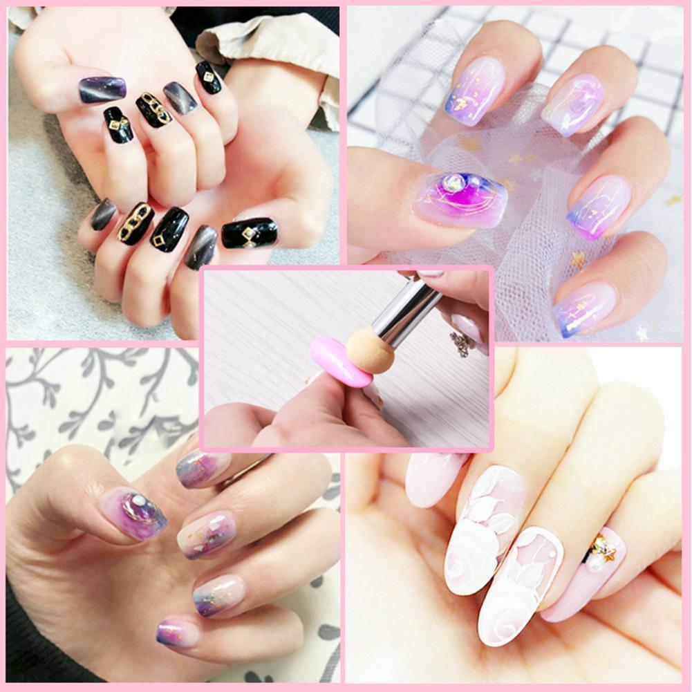 Double Side Nail Art Polish Brush Sponge Stamper Blooming Pen Manicure Set