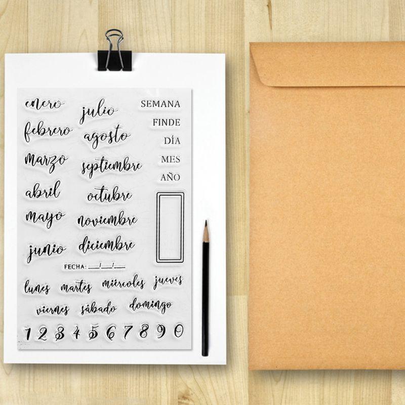 Silicone Stamp Spanish Dates Seal Card Making Envelope Crafting Decoration