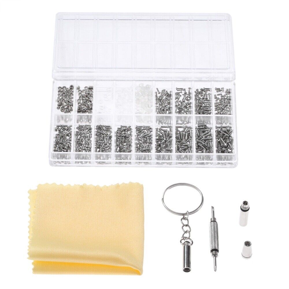 900Pcs Small Screws Glasses Repair Kit Eyeglass Screwdriver With a Plastic Case