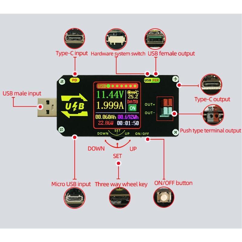 XY-UMPD USB Color Screen Charging Tester CNC Buck-Boost Power Supply PD Ammeter