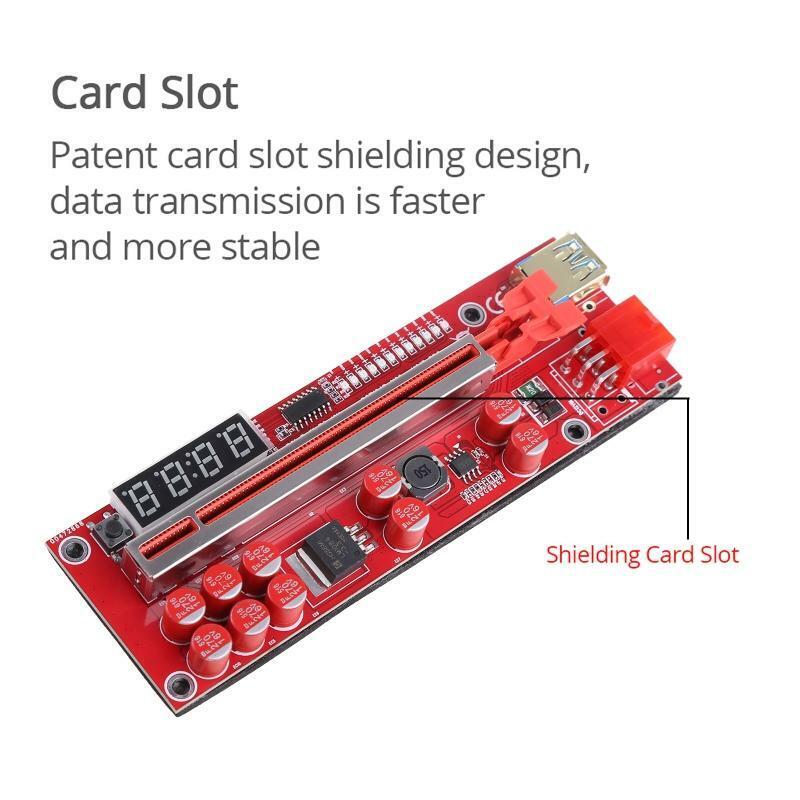 PCI-E Riser Card VER013 Pro PCIE 1X to 16X Expansion Card USB3.0 Sata 6Pin + LED