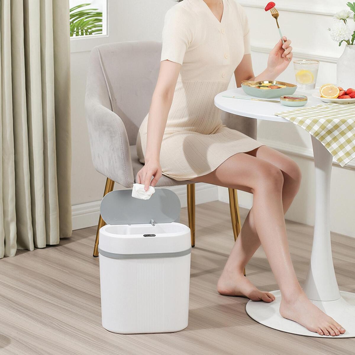 Smart Trash Can Touchless Garbage Bin with Lid Waterproof for Living Room