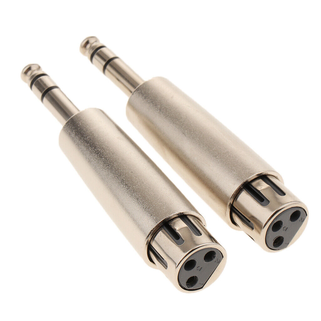 Premium 2 Pieces 6.35mm Mono Male Jack To 3 Pin XLR Female Audio Connector