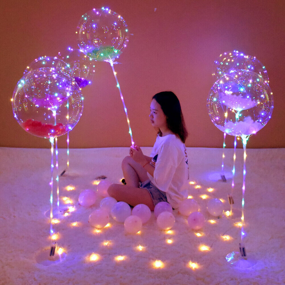 Handle LED Balloon with Stick Festival Party Luminous Clear Bobo Balloons