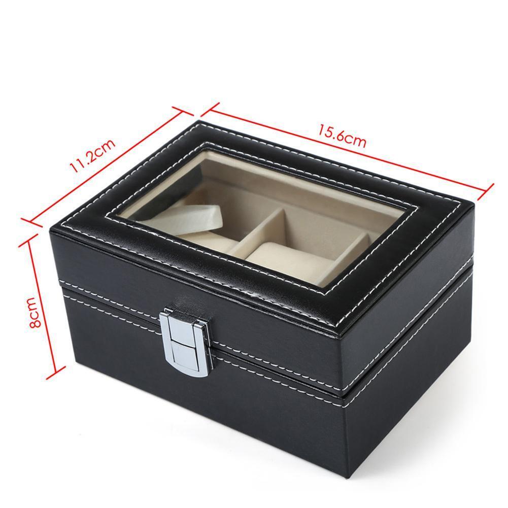 3 Slots Leather Watch Box Jewelry Bracelet Case Holder Necklace Organizer