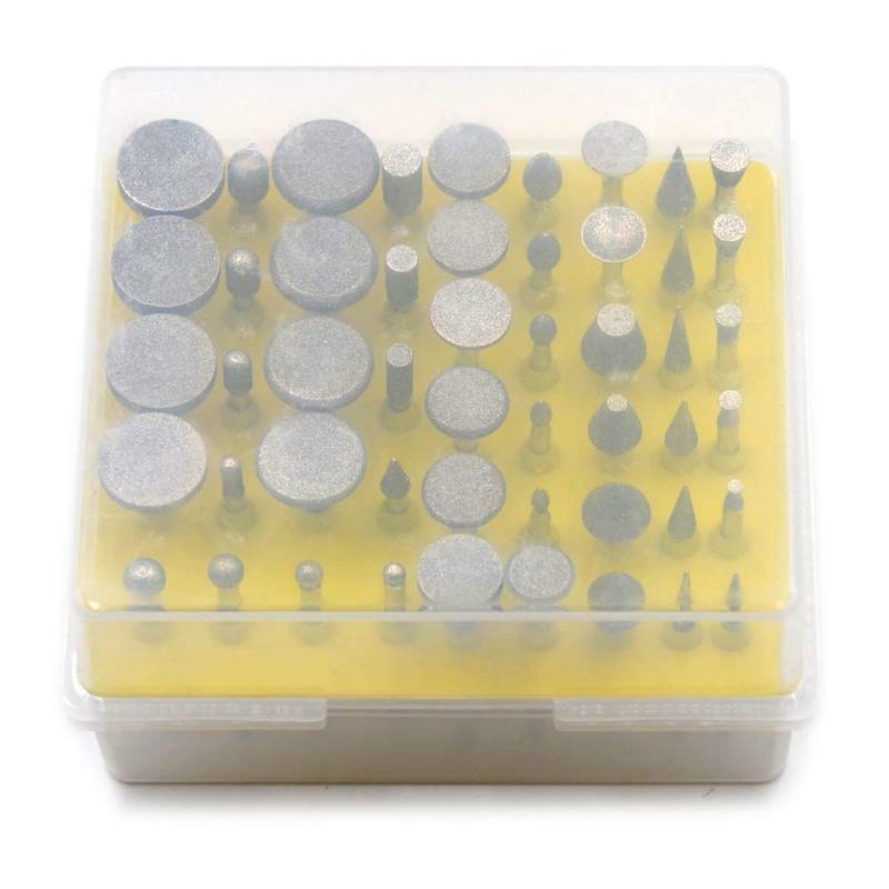 50 Pieces Diamond Coated Rotary Grinding Head Burr Set 1/8'' Shank for Jewelry