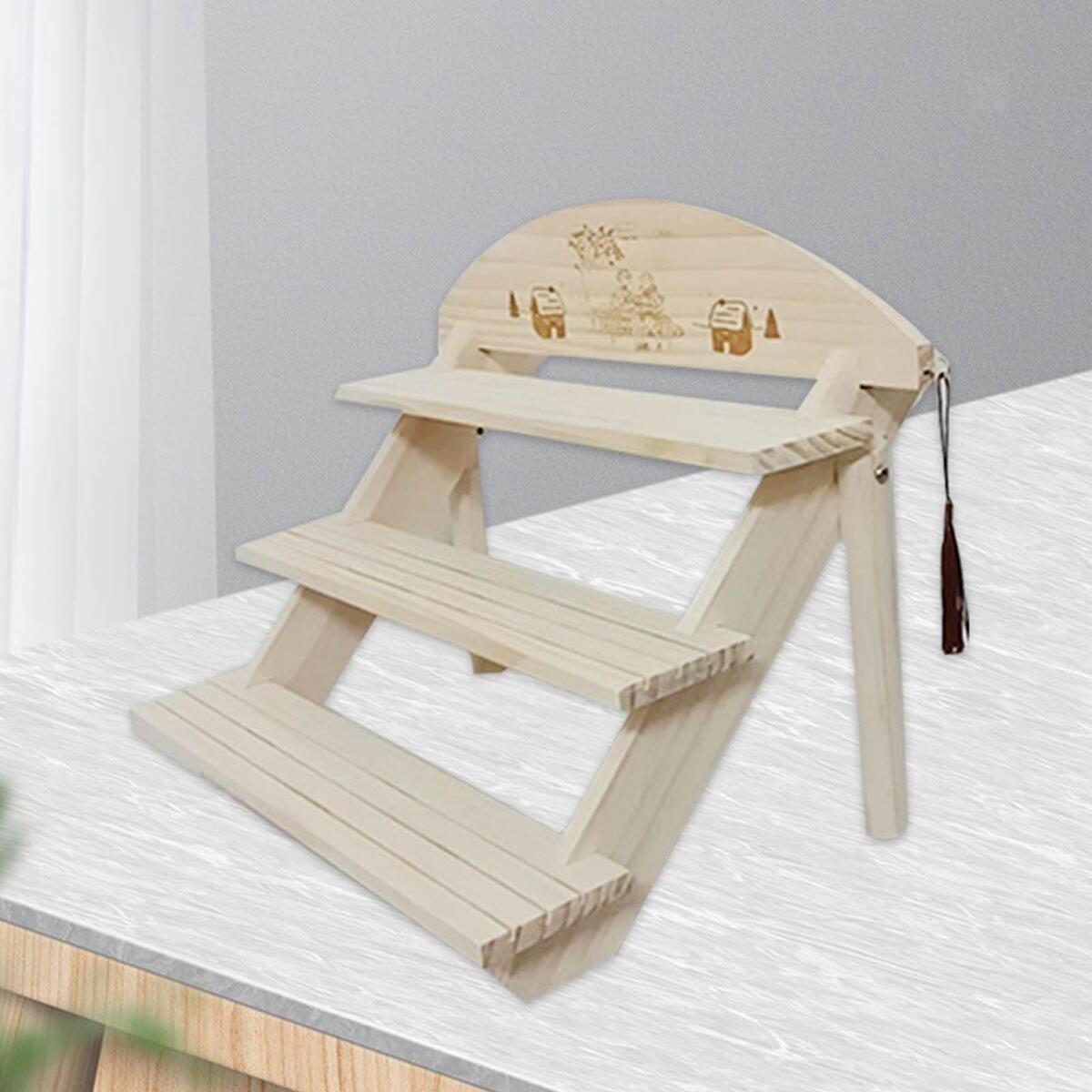 Freestanding Decorative Wood Display Rack Wooden Ladder Shelf for Indoor