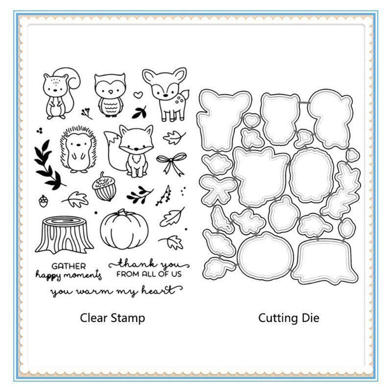 Cute Animals Clear Silicone Stamp & Dies for DIY Christmas Birthday Party Decor